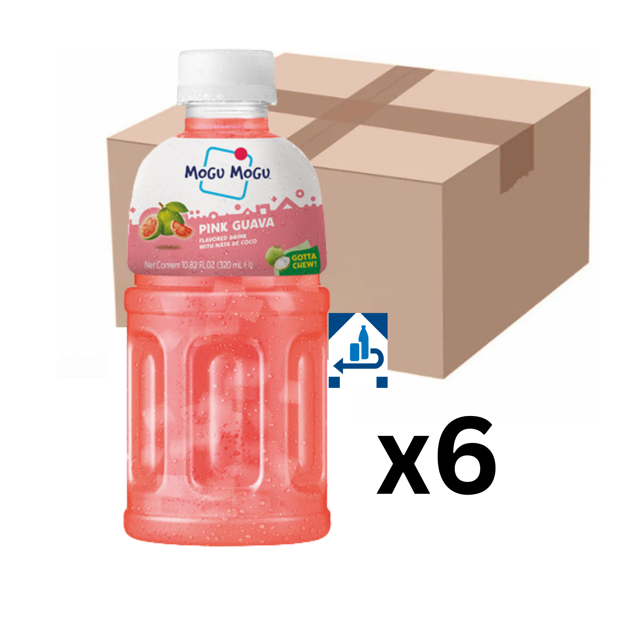 Mogu Mogu Guave Getränk mit Nata de Coco 320ml (6er-Pack)