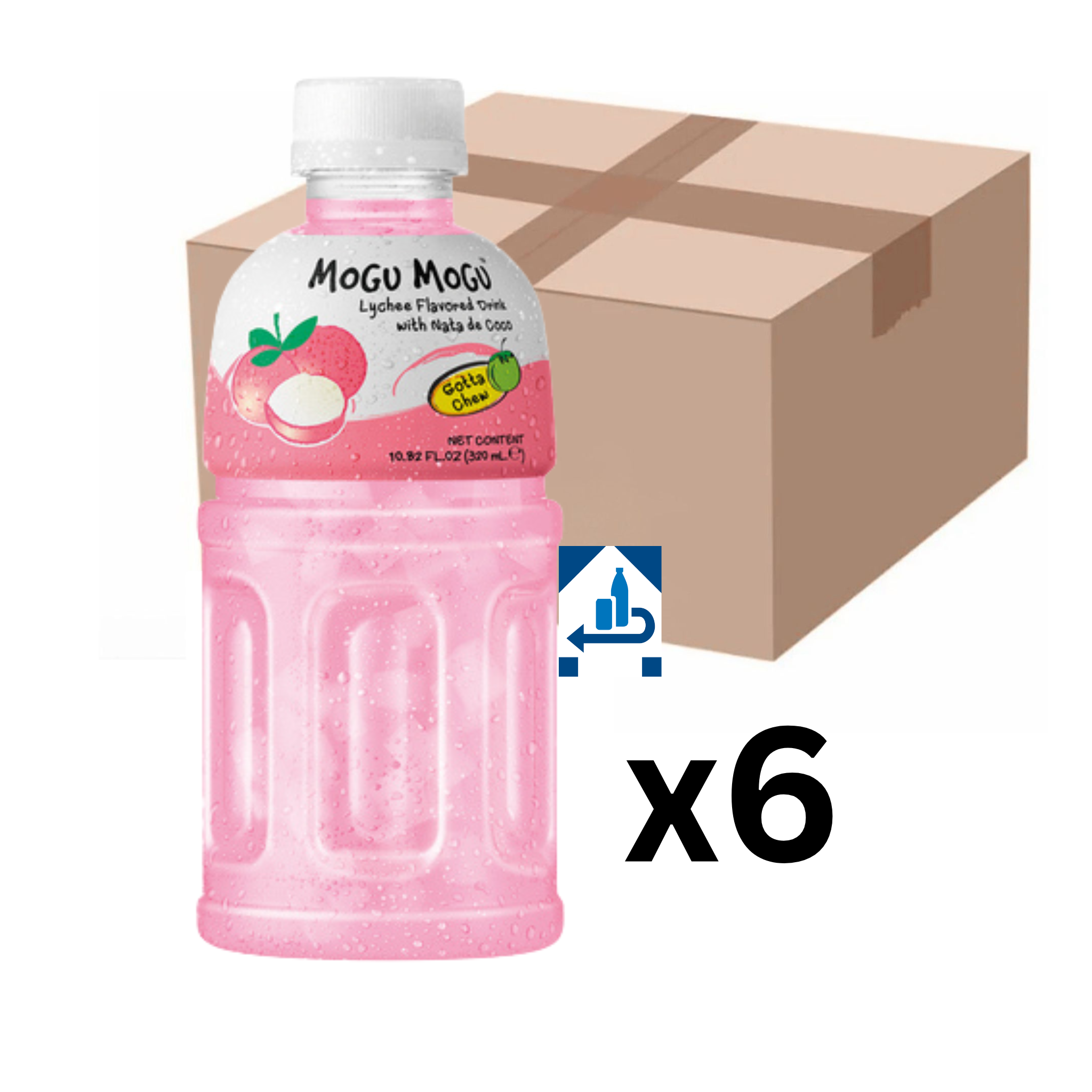 Mogu Mogu Litschi Getränk mit Nata de Coco 320ml (6er-Pack)