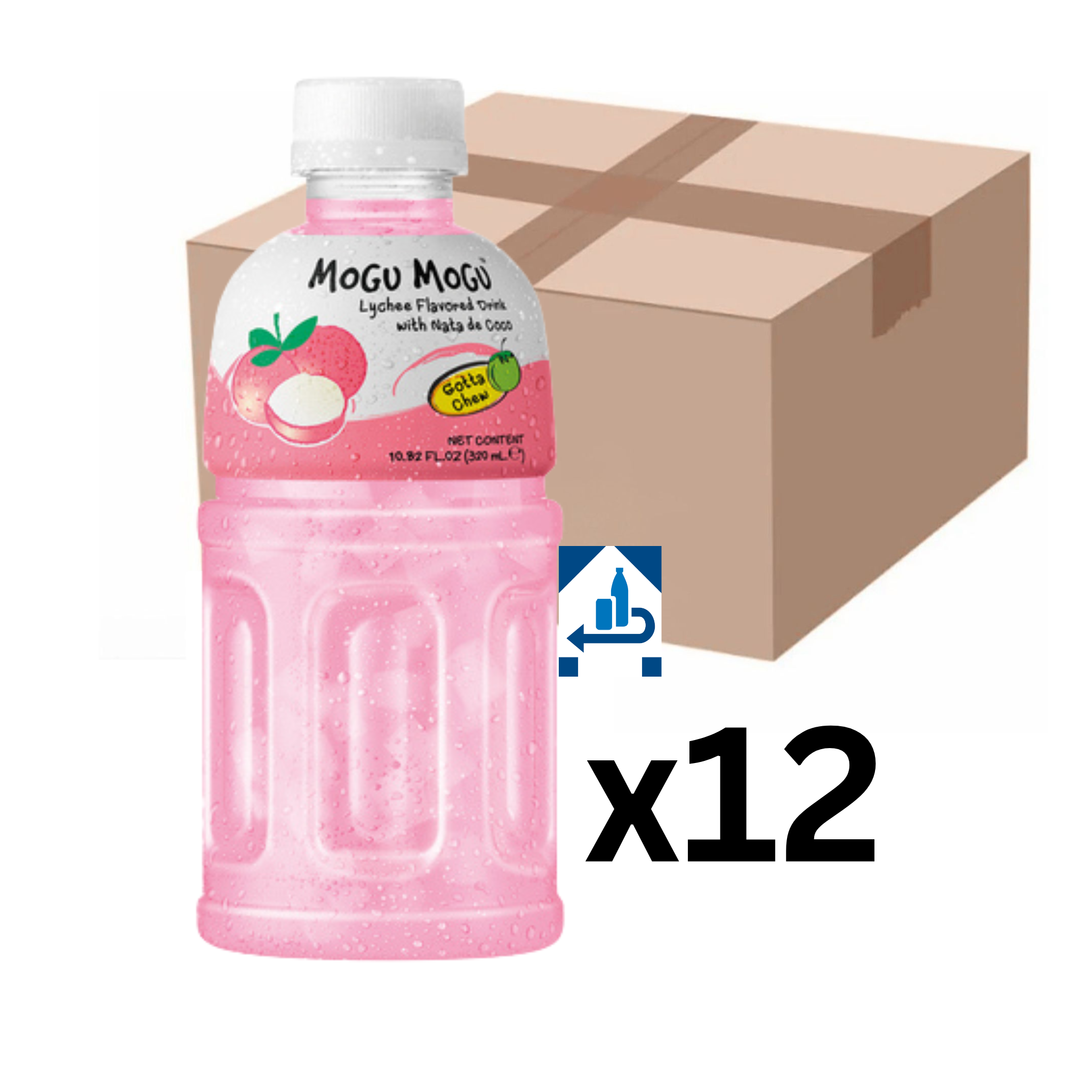 Mogu Mogu Litschi Getränk mit Nata de Coco 320ml (12er-Pack)