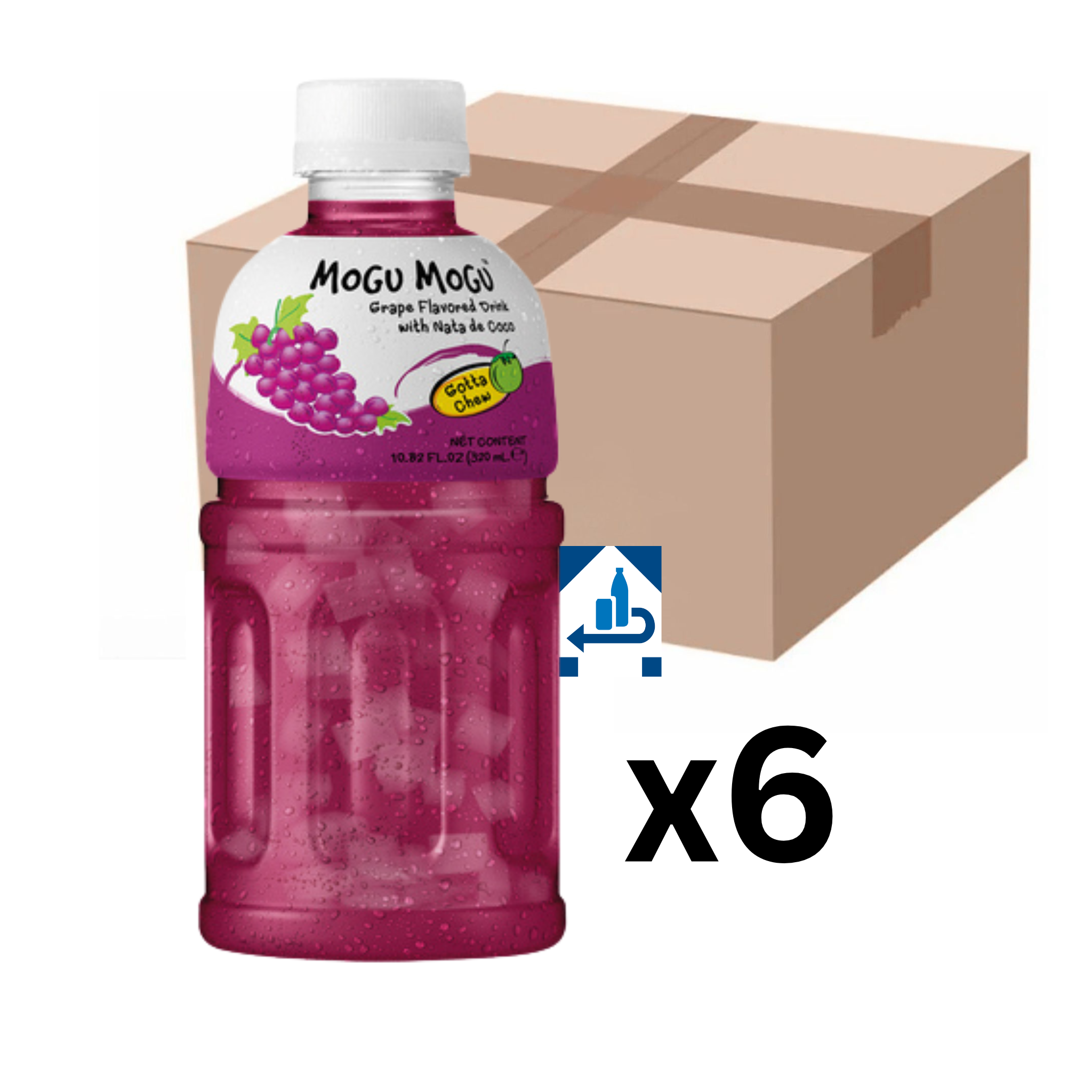 Mogu Mogu Trauben Getränk mit Nata de Coco 320ml (6er-Pack)