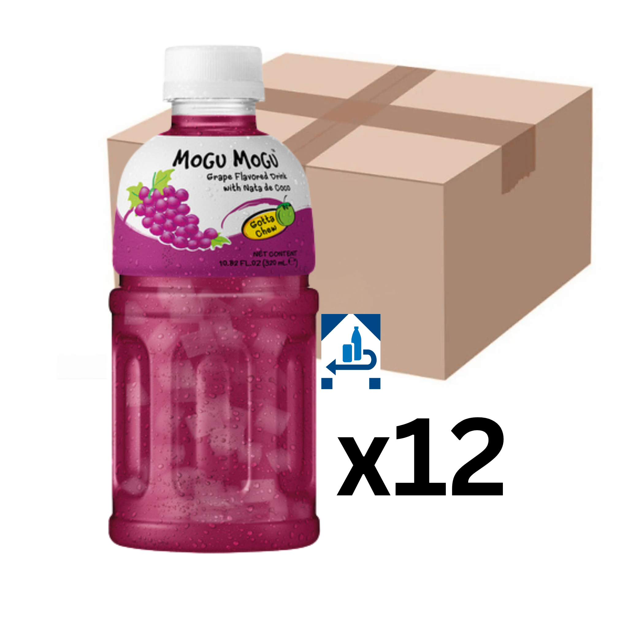Mogu Mogu Trauben Getränk mit Nata de Coco 320ml (12er-Pack)