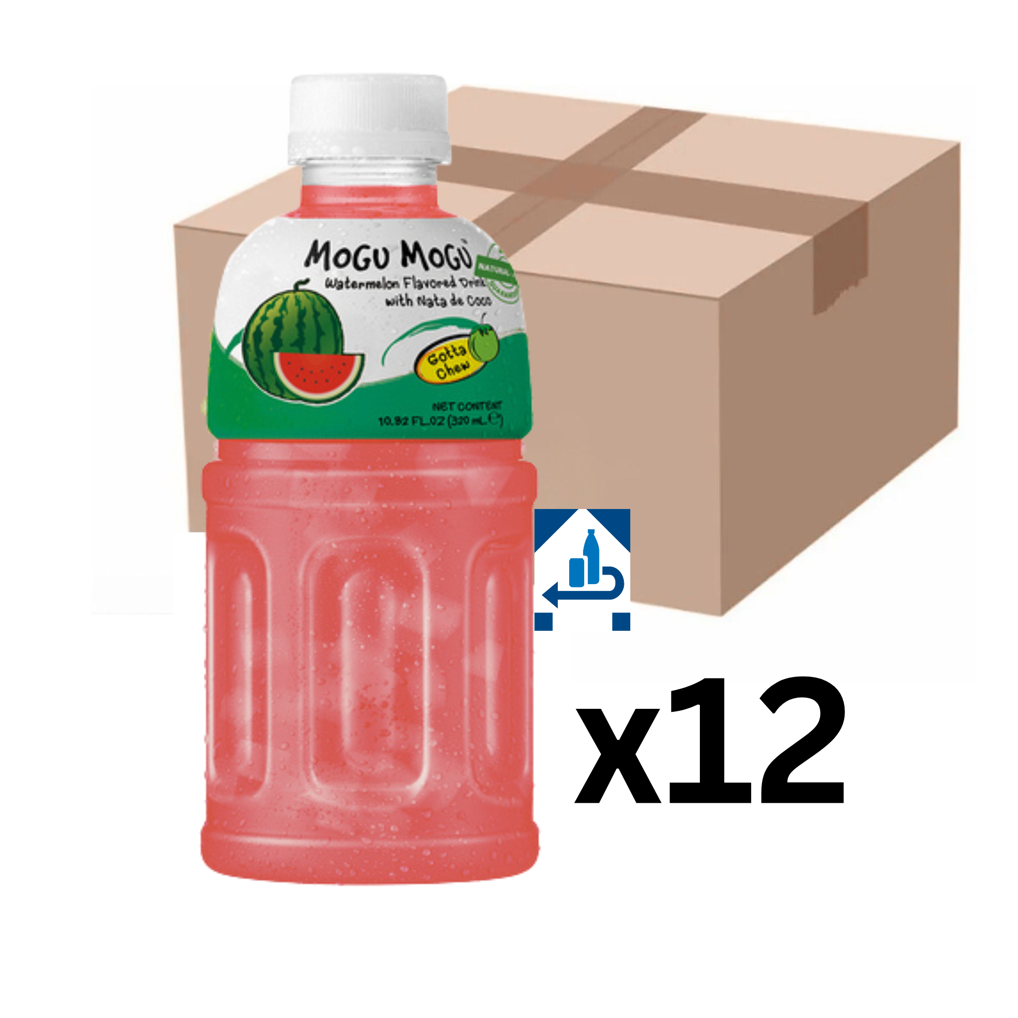 Mogu Mogu Wassermelone Getränk mit Nata de Coco 320ml (12er-Pack)