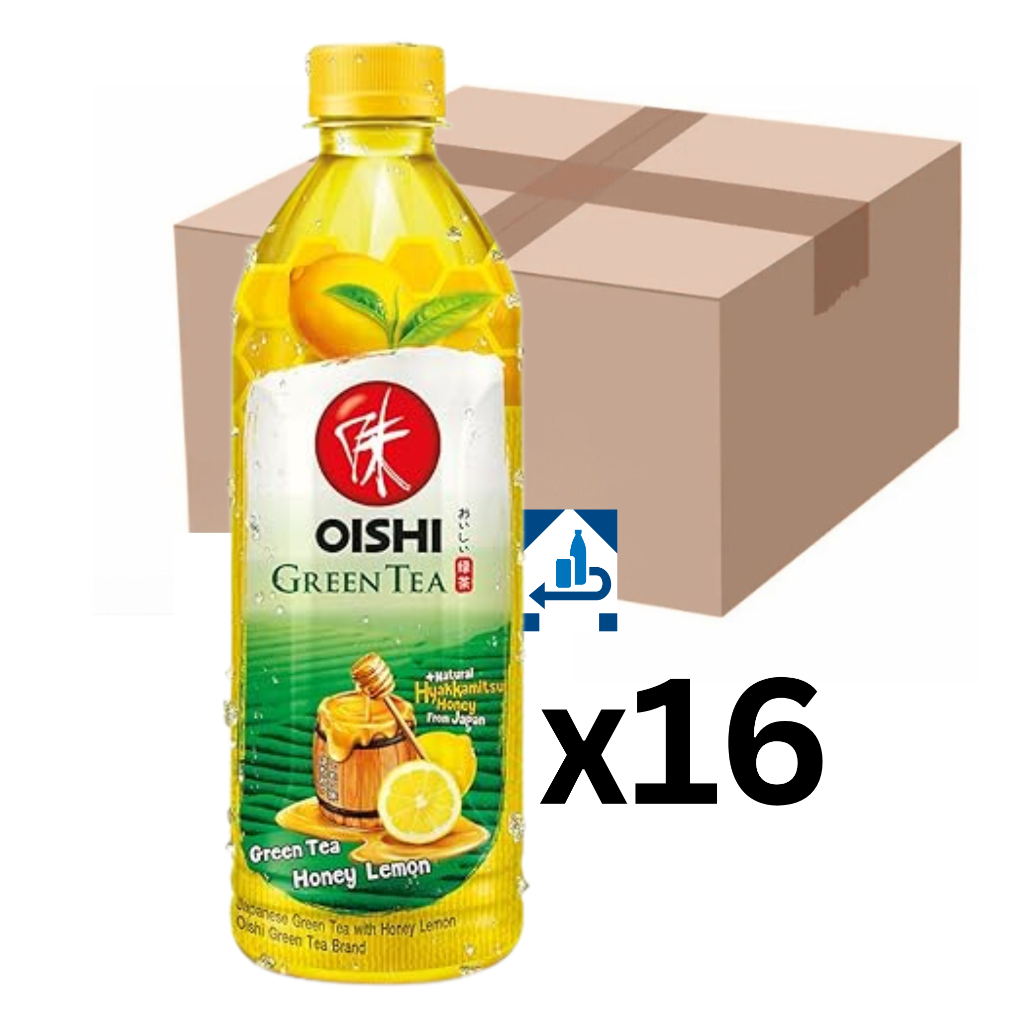 Oishi Grüner Tee Honig-Zitrone 500ml (16er-Pack)