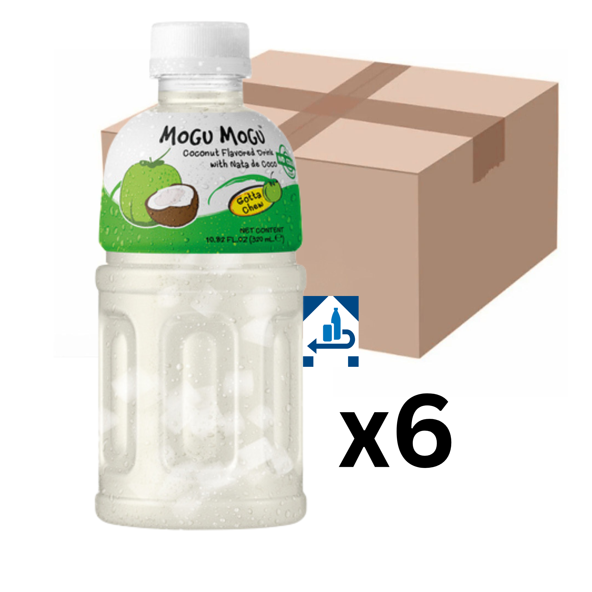 Mogu Mogu Kokos Getränk mit Nata de Coco 320ml (6er-Pack)
