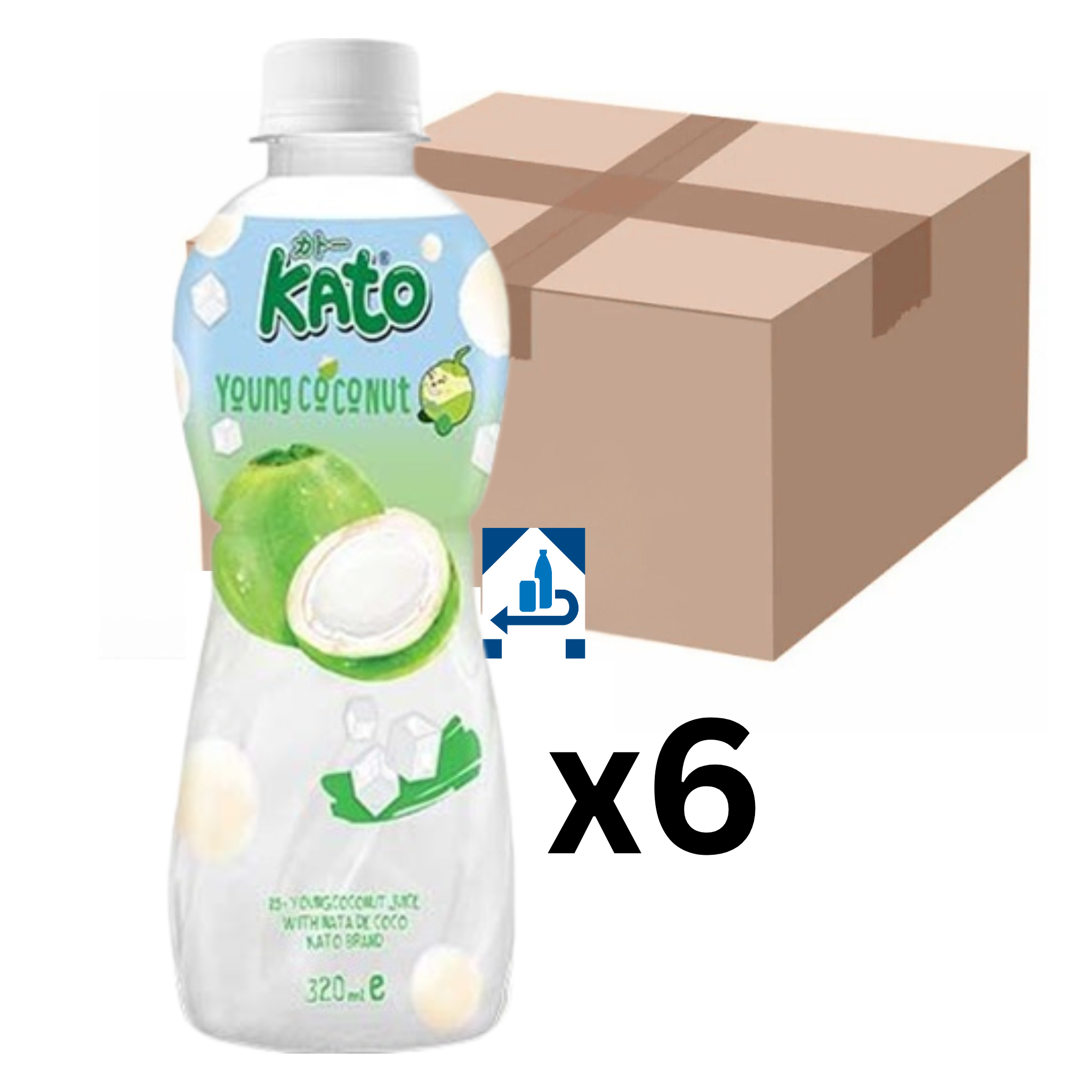Kato Kokosnuss Getränk mit Nata de Coco 320ml (6er-Pack)