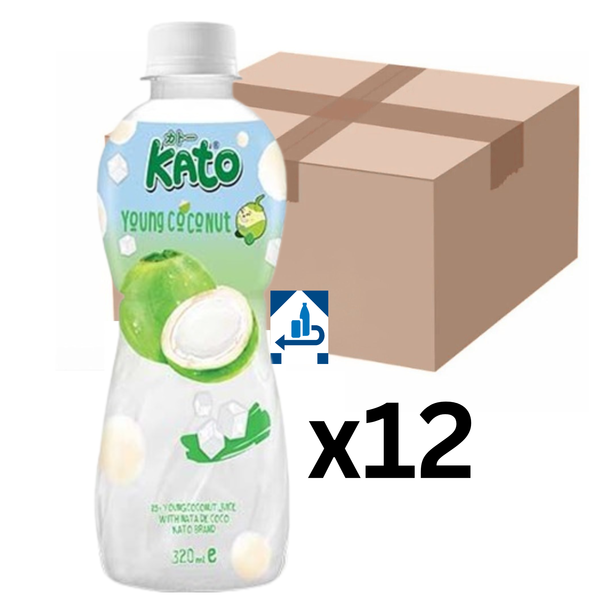 Kato Kokosnuss Getränk mit Nata de Coco 320ml (12er-Pack)