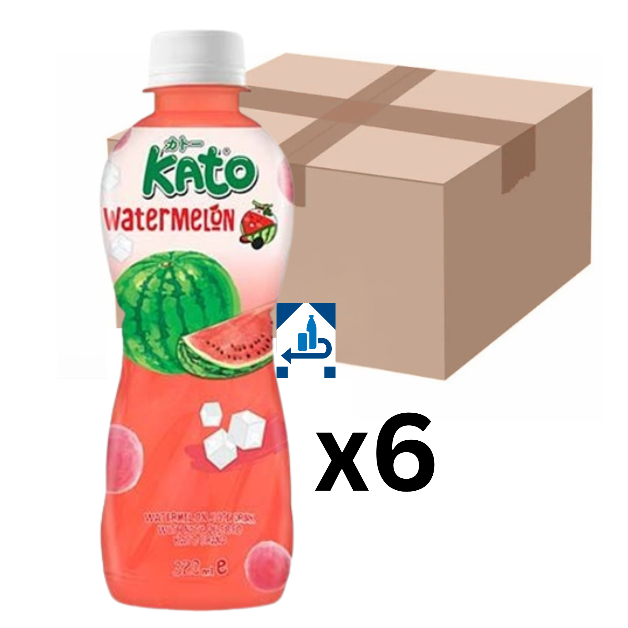 Kato Wassermelone Getränk mit Nata de Coco 320ml (6er-Pack)