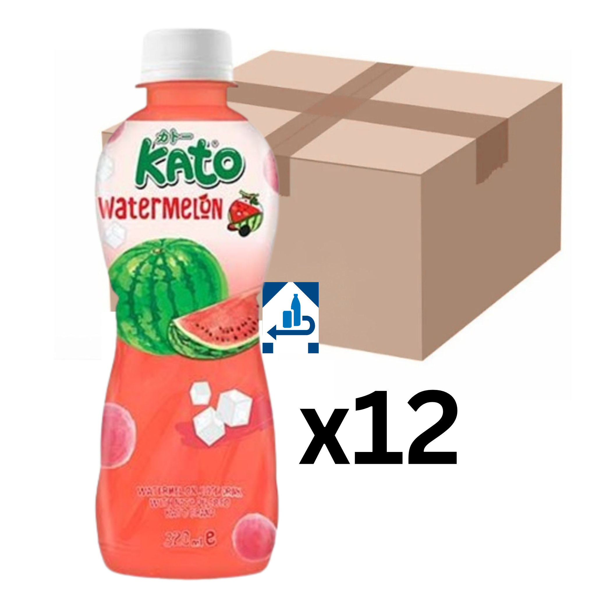 Kato Wassermelone Getränk mit Nata de Coco 320ml (12er-Pack)
