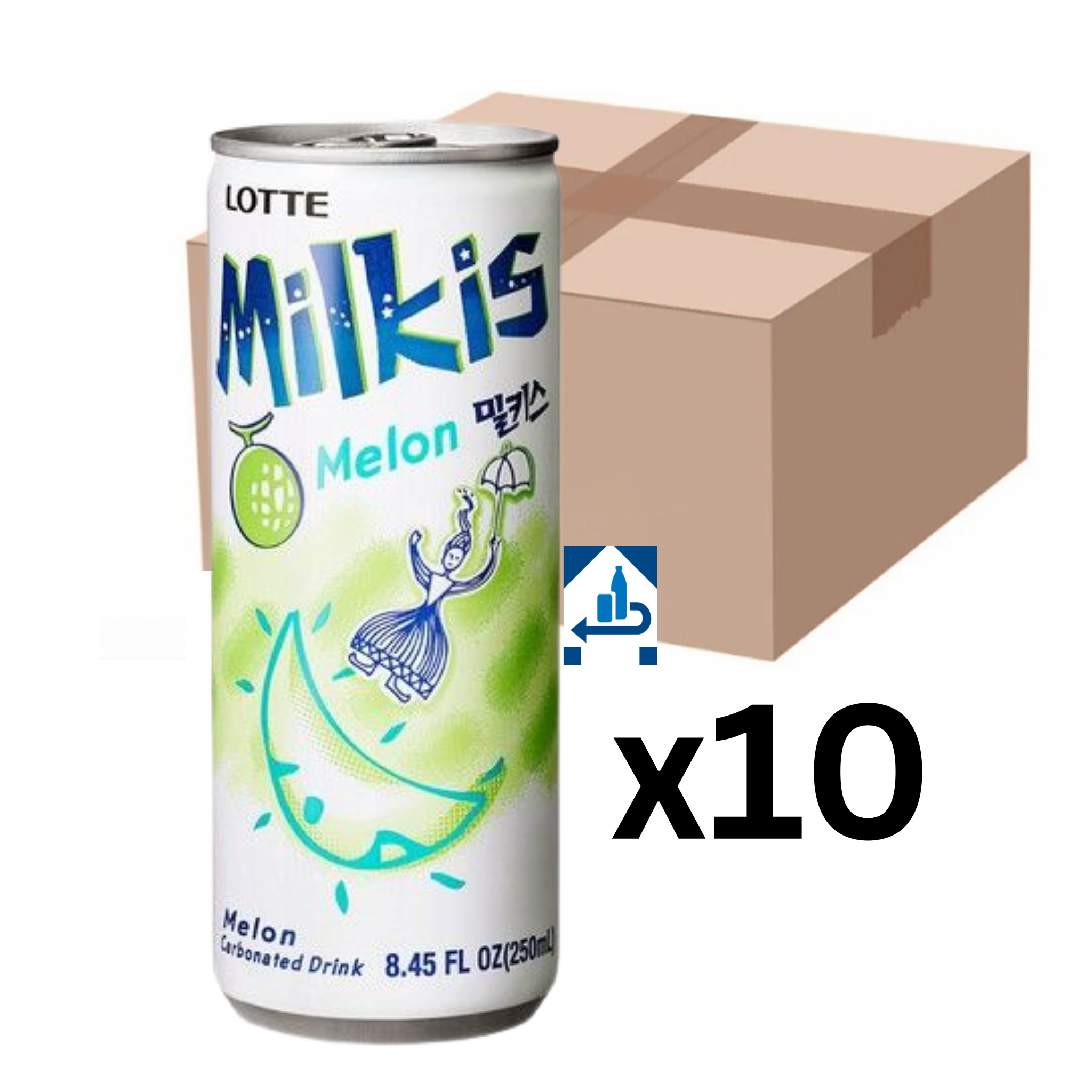 Lotte Milkis Melone Milchgetränk 250ml (10er-Pack)