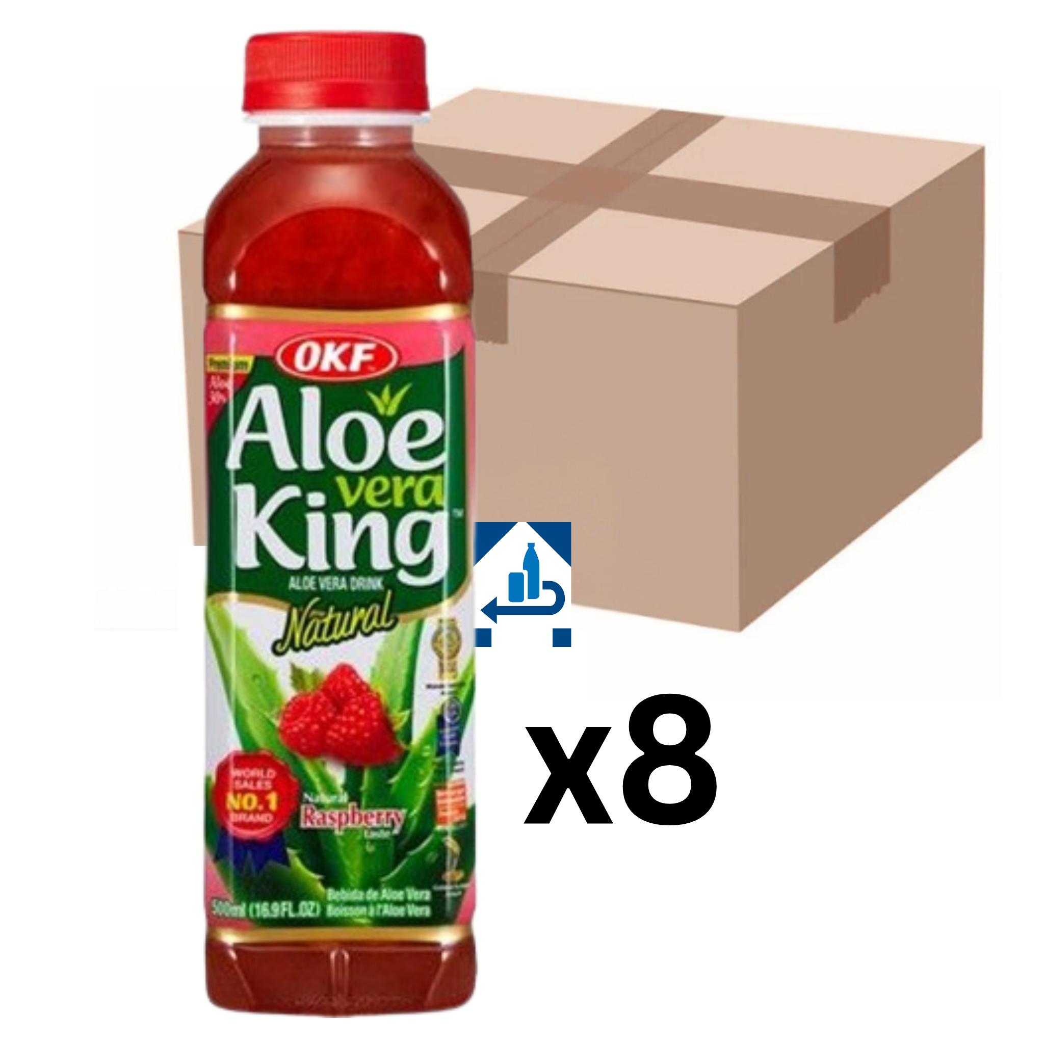 OKF Aloe Vera Getränk Himbeere 500ml (8er-Pack)_MHD