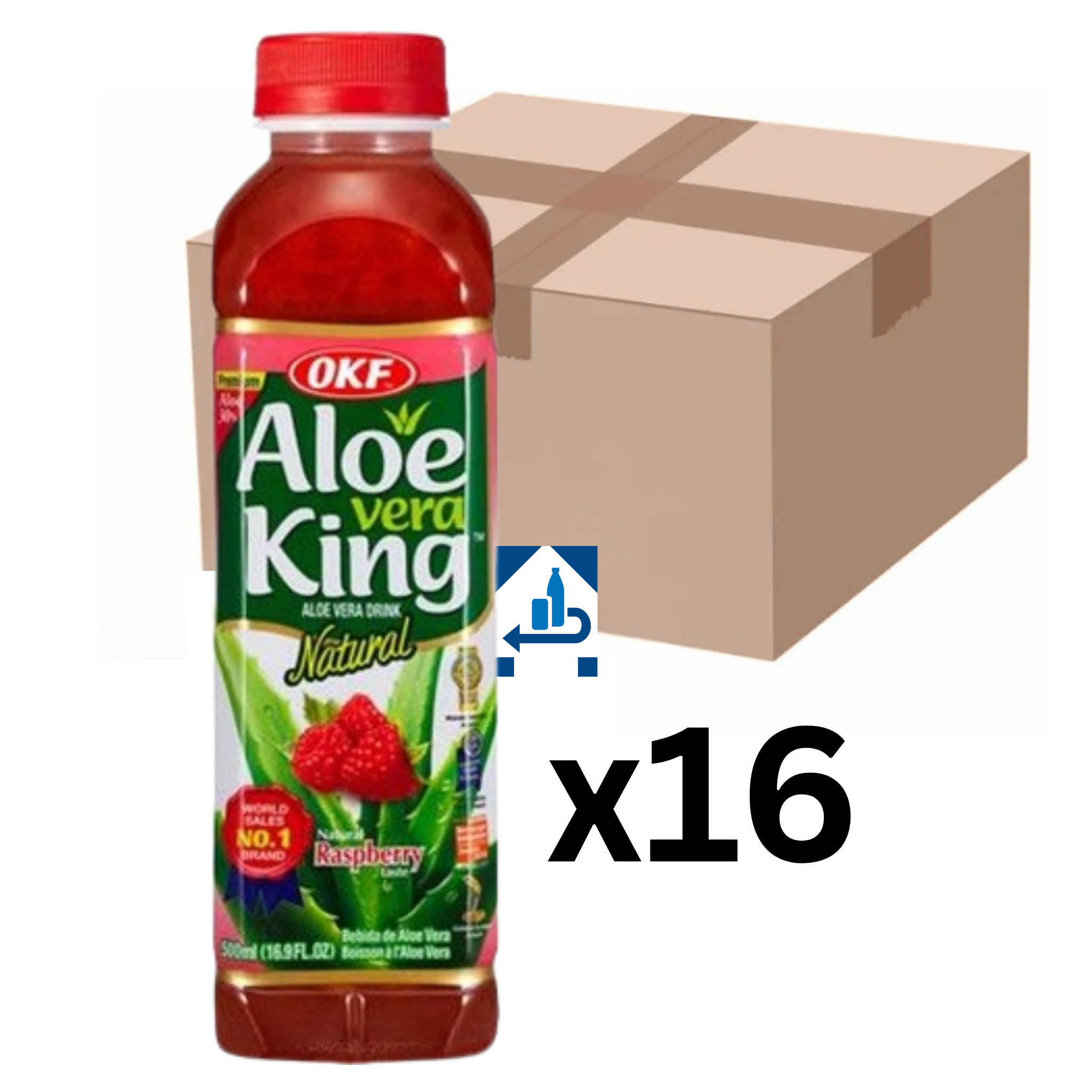 OKF Aloe Vera Getränk Himbeere 500ml (16er-Pack)_MHD