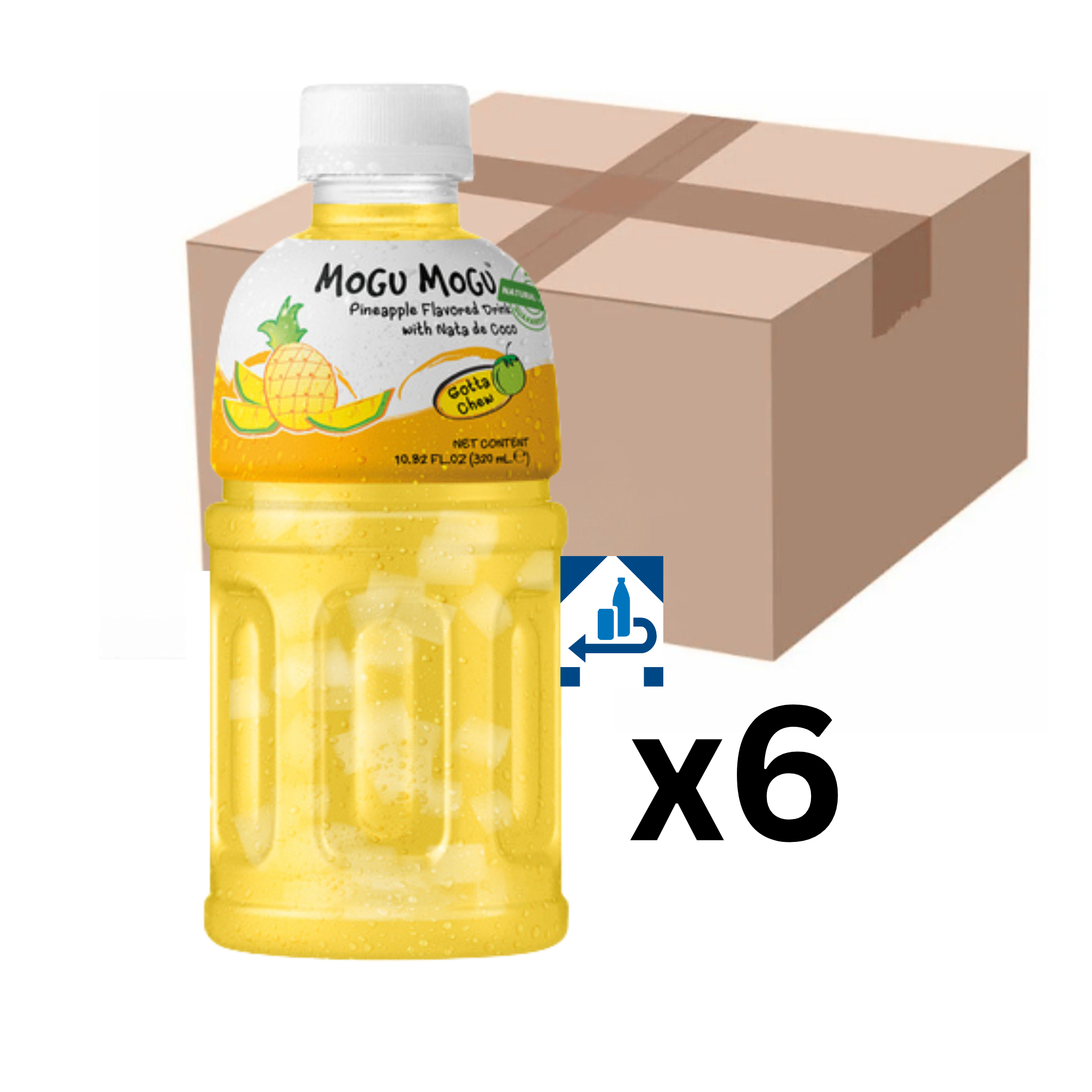 Mogu Mogu Ananas Getränk mit Nata de Coco 320ml (6er-Pack)