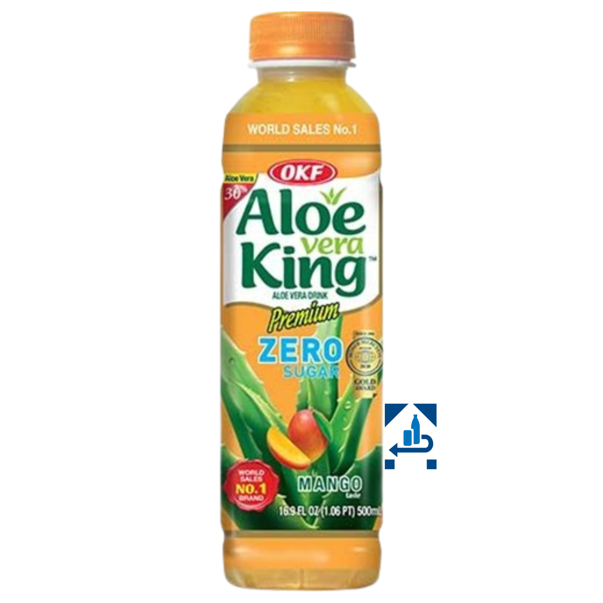 OKF Aloe Vera Getränk Mango Zero Zuckerfrei 500ml (16er-Pack)