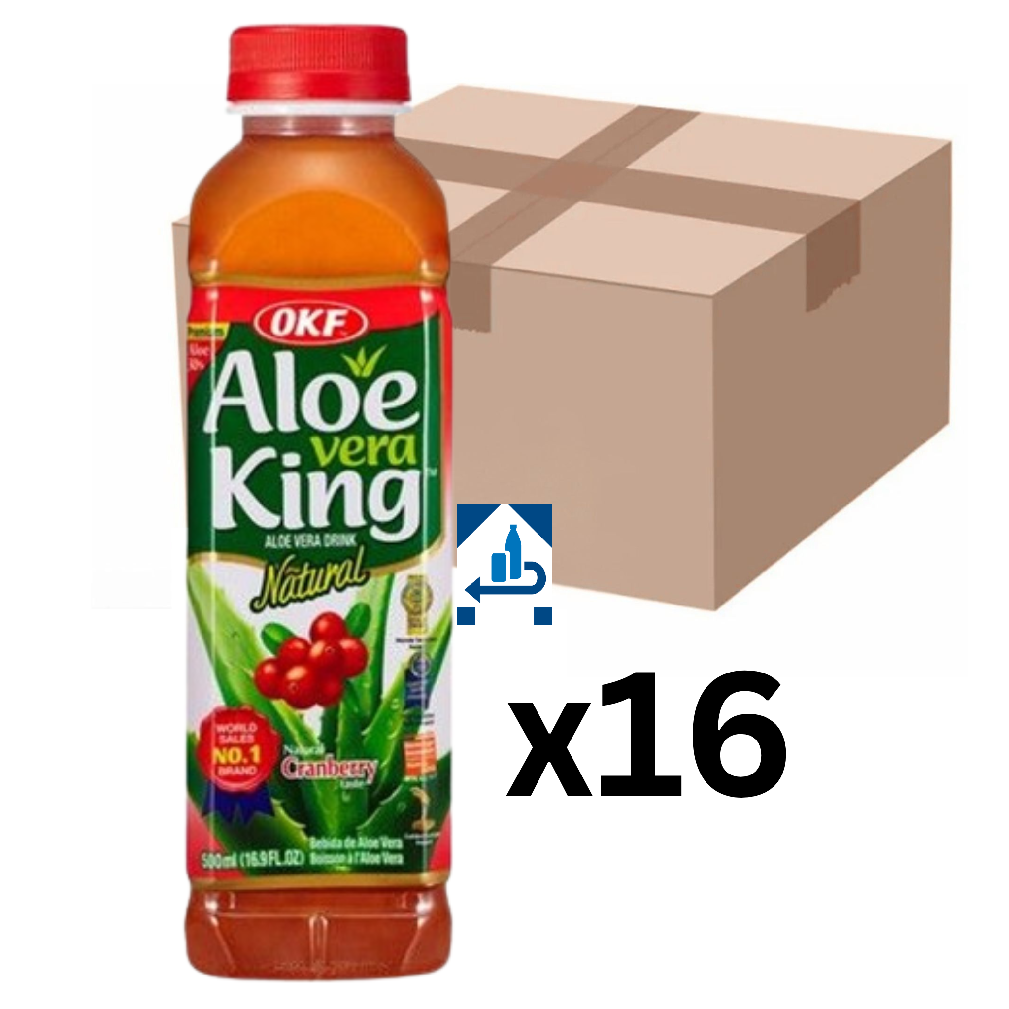 OKF Aloe Vera Getränk Cranberry 500ml (16er-Pack)