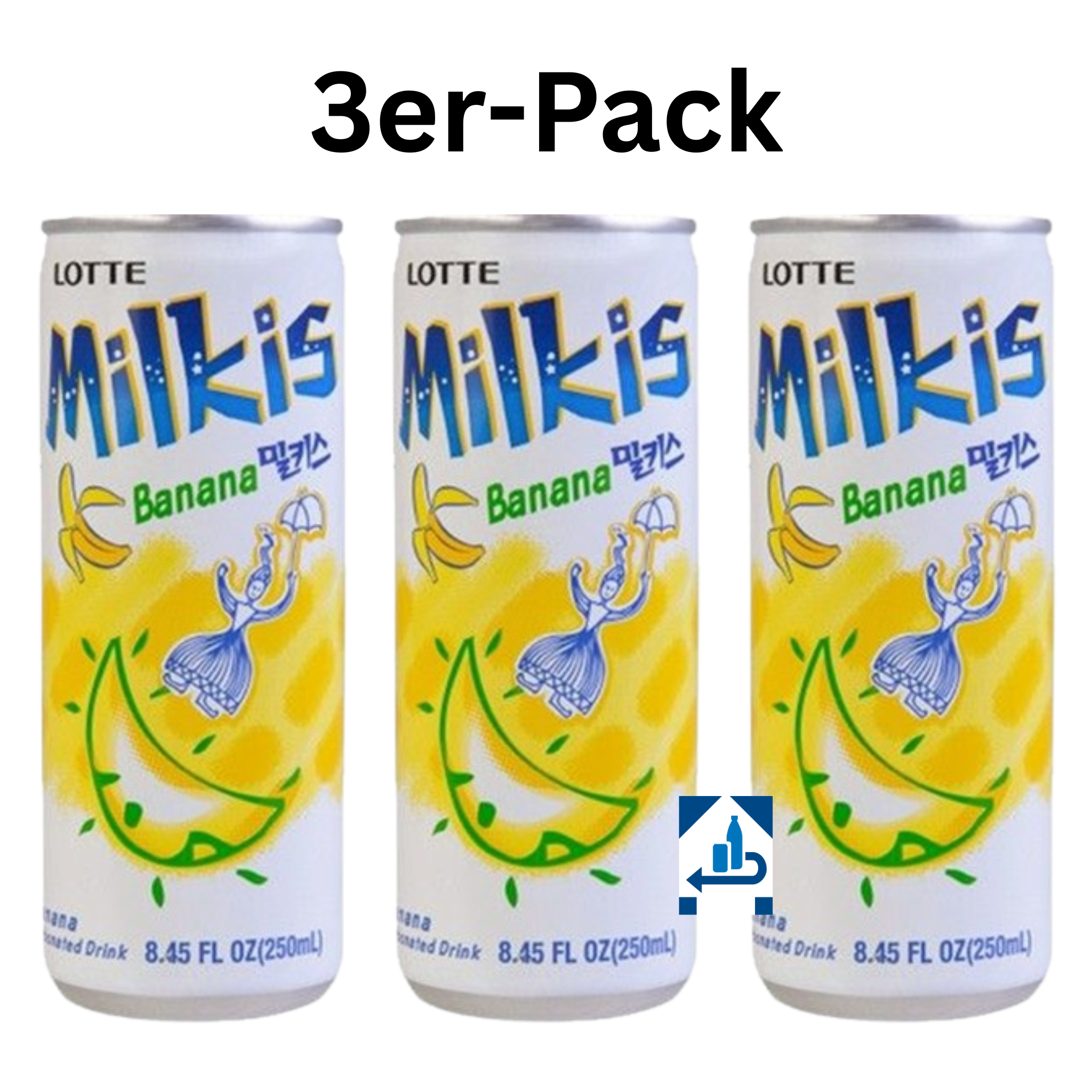 Lotte Milkis Banane Milchgetränk 250ml (3er-Pack)