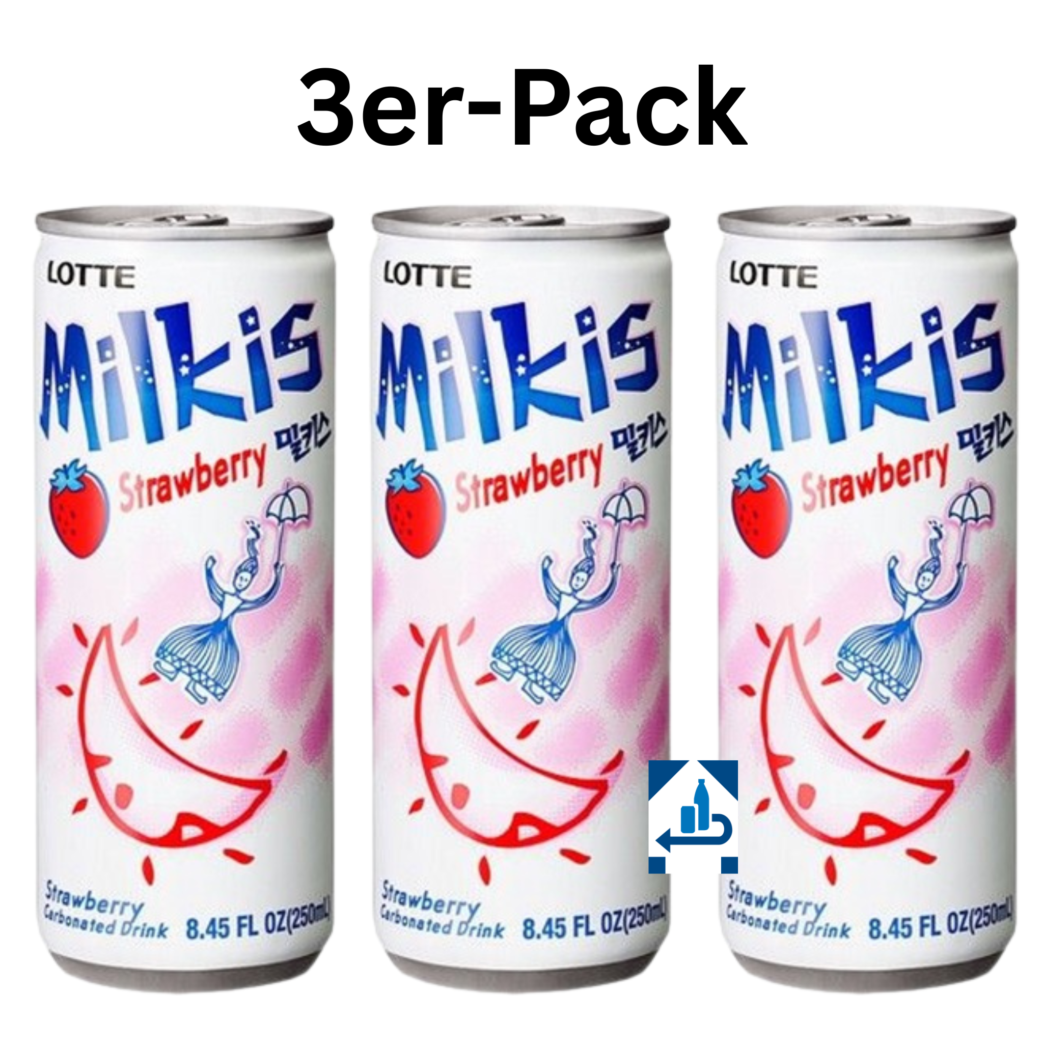 Lotte Milkis Erdbeere Milchgetränk 250ml (3er-Pack)