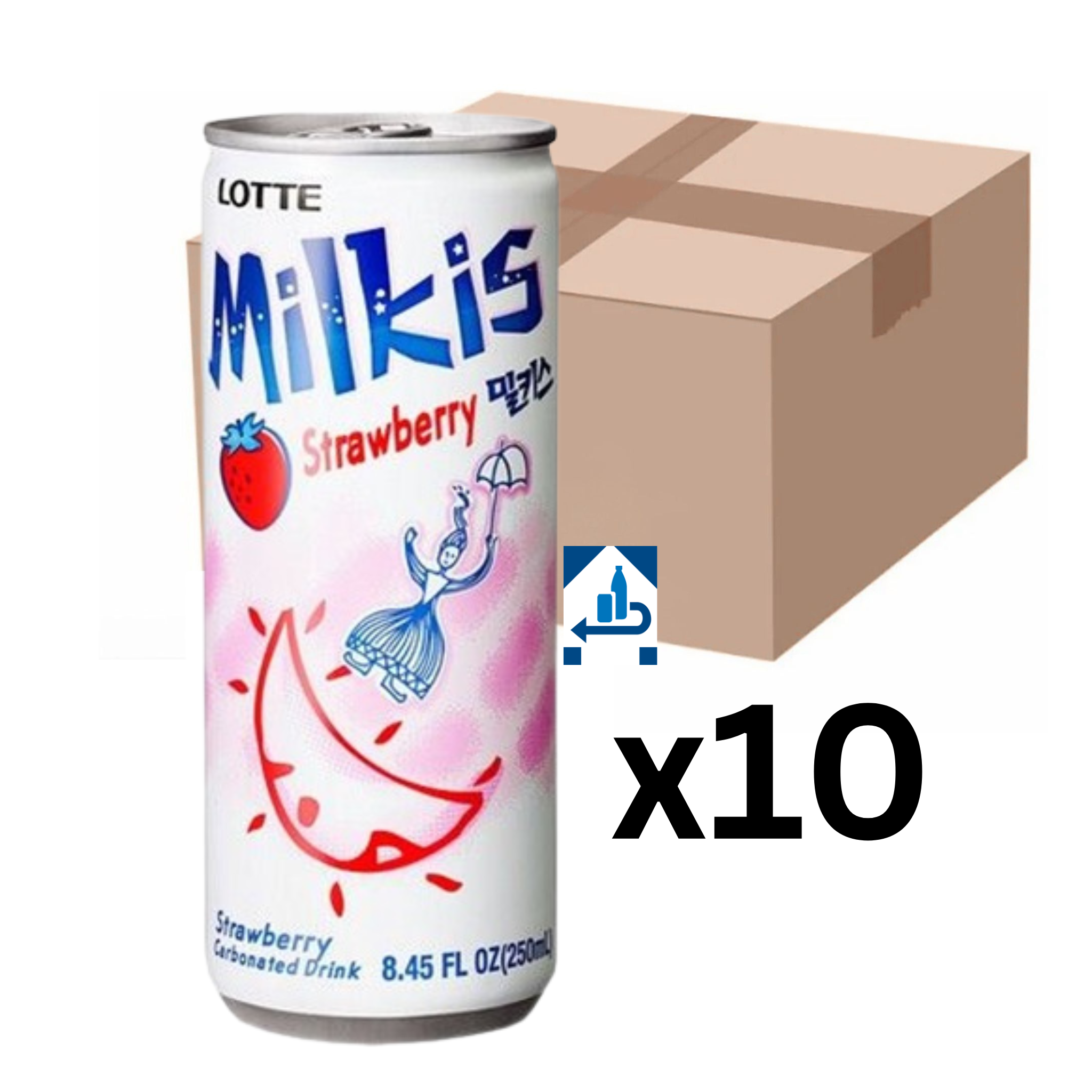 Lotte Milkis Erdbeere Milchgetränk 250ml (10er-Pack)