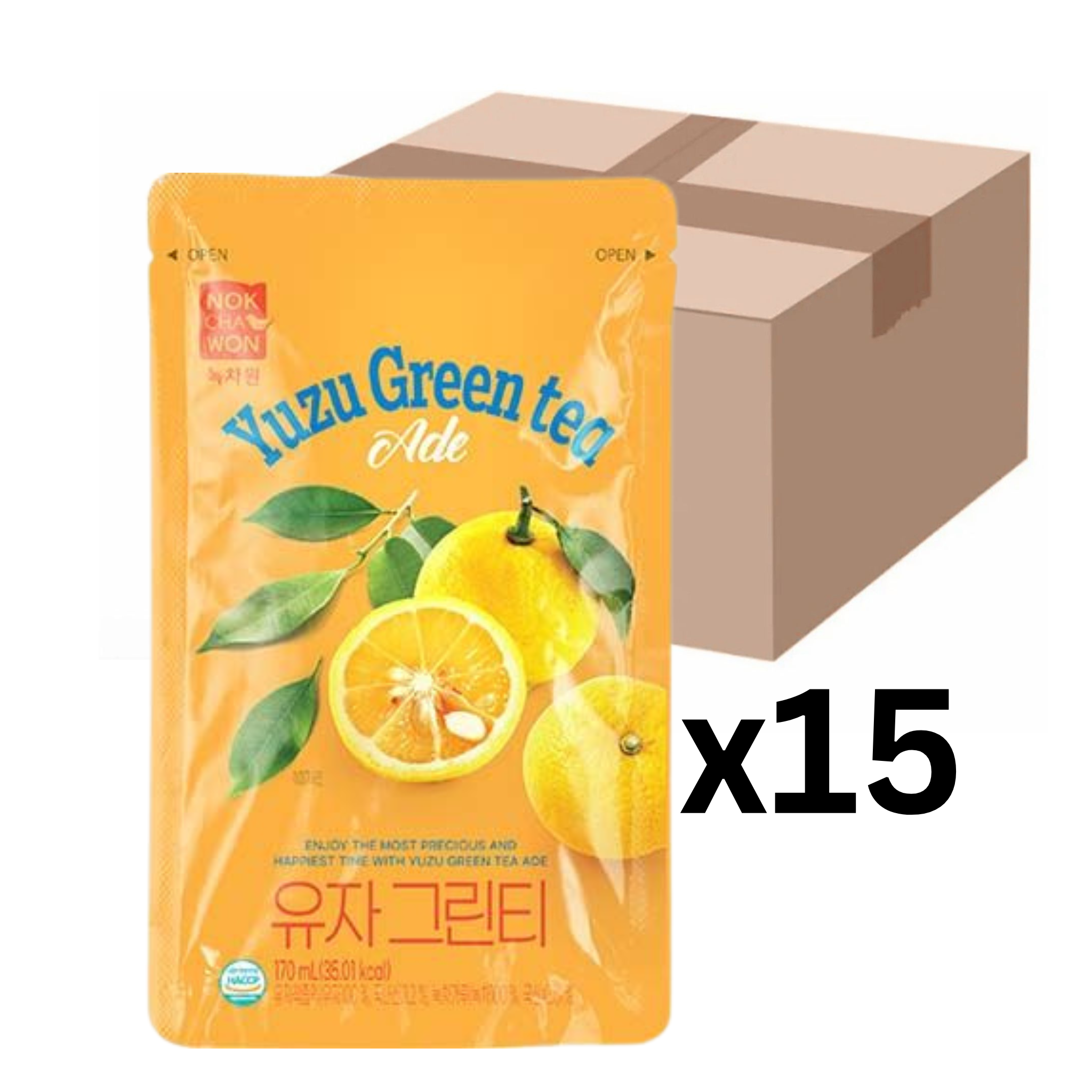 Nokchawon Yuzu Green Tea Ade Beutelgetränk 170ml (15er-Pack)