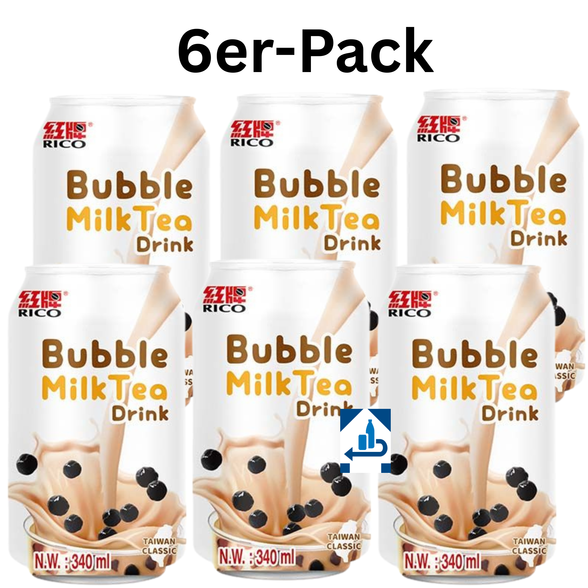 RICO Bubble Milk Tea Getränk Classic 340ml (6er-Pack)