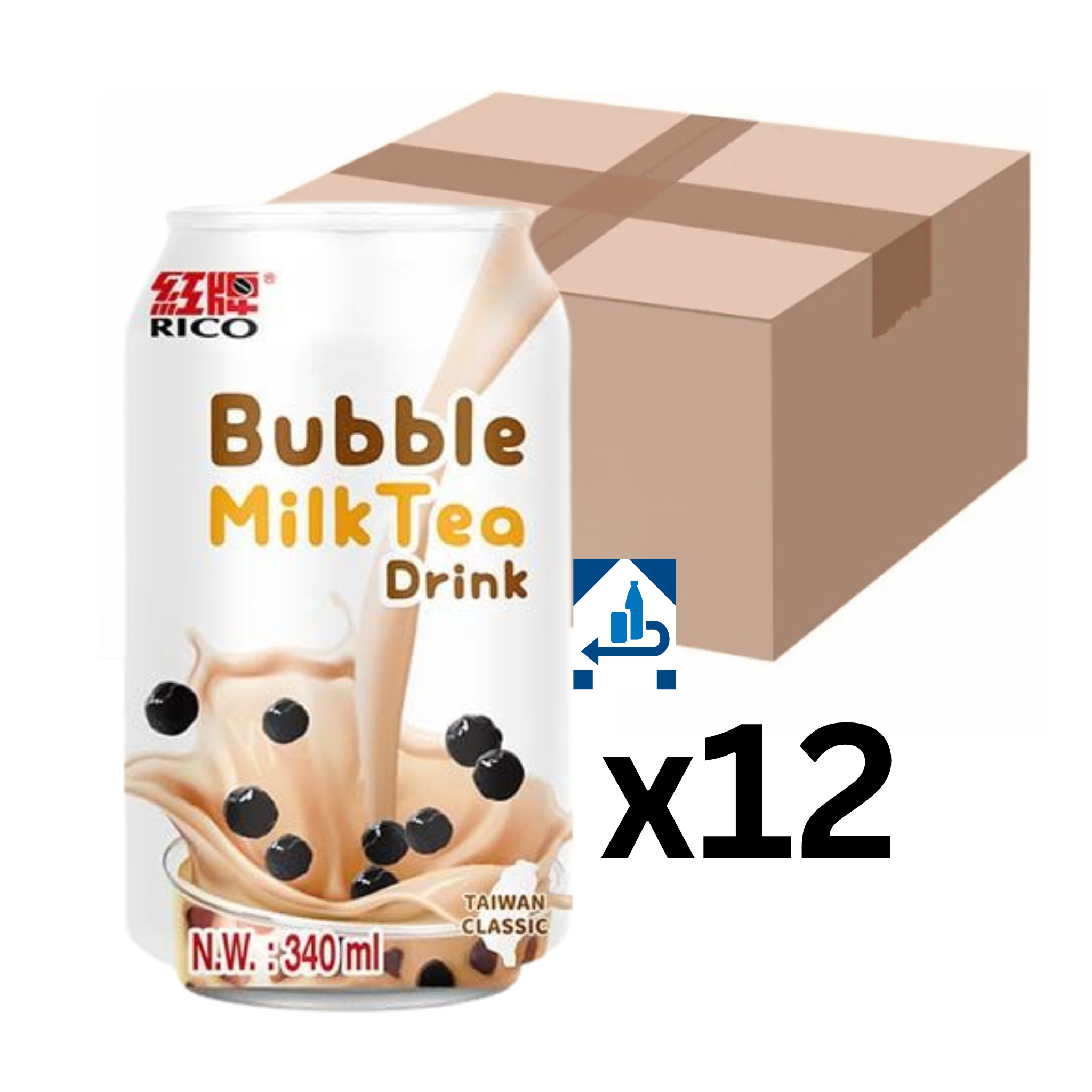 RICO Bubble Milk Tea Getränk Classic 340ml (12er-Pack)