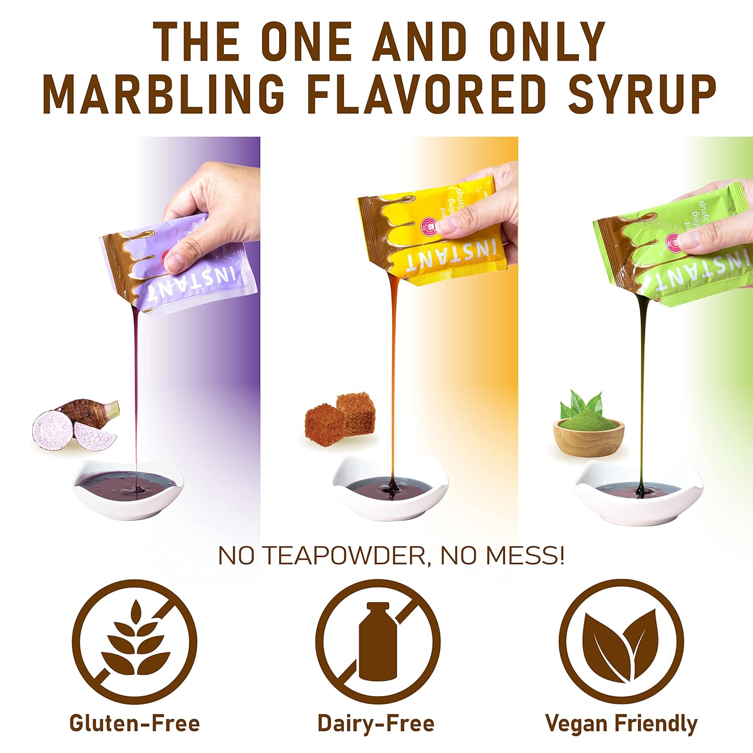 O's Bubble Instant Boba Bubble Tea Party Kit (6 Portionen) 360 g |Taro, Matcha, brauner Zucker