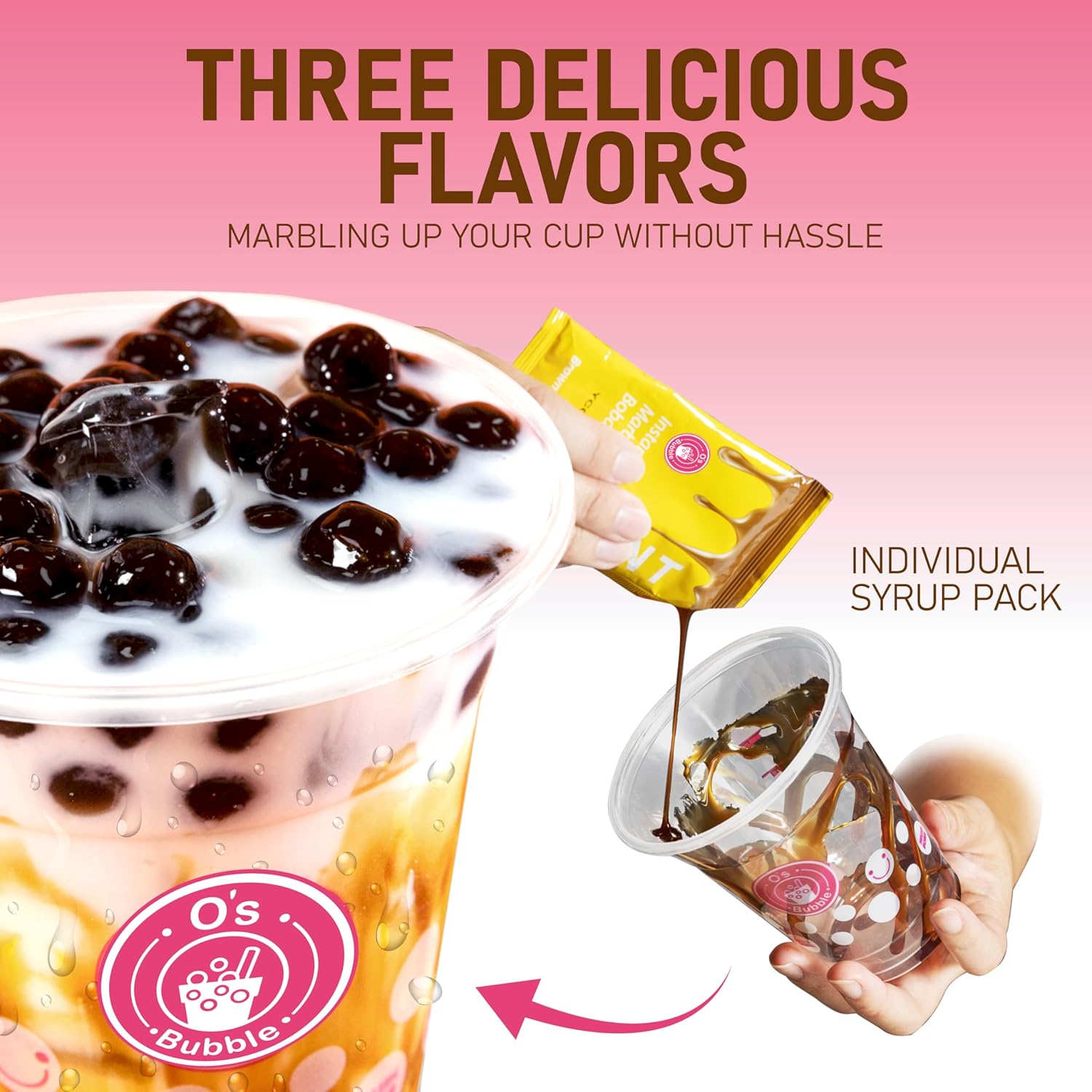 O's Bubble Instant Boba Bubble Tea Party Kit (6 Portionen) 360 g |Taro, Matcha, brauner Zucker