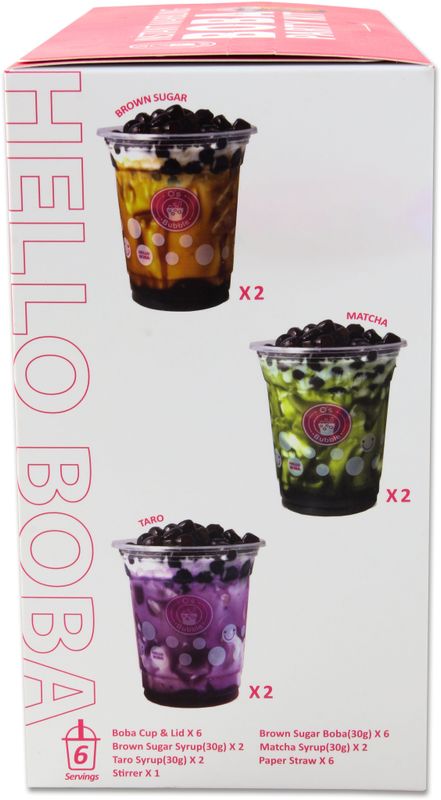 O's Bubble Instant Boba Bubble Tea Party Kit (6 Portionen) 360 g |Taro, Matcha, brauner Zucker