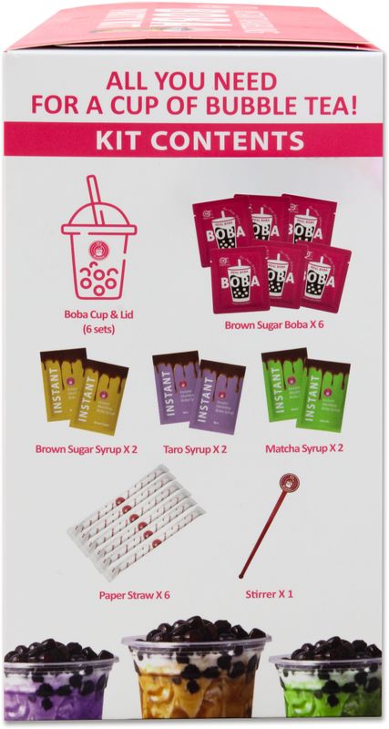 O's Bubble Instant Boba Bubble Tea Party Kit (6 Portionen) 360 g |Taro, Matcha, brauner Zucker