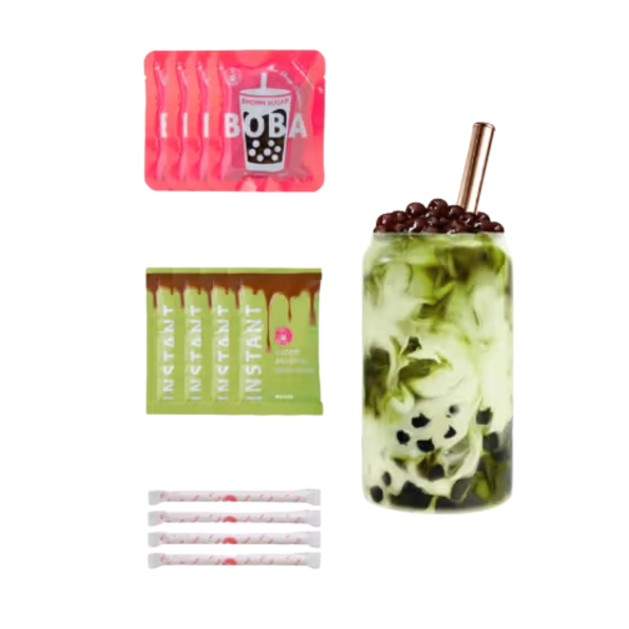O's Bubble Instant Boba Kit Matcha 240g (4x60g) (2er-Pack)