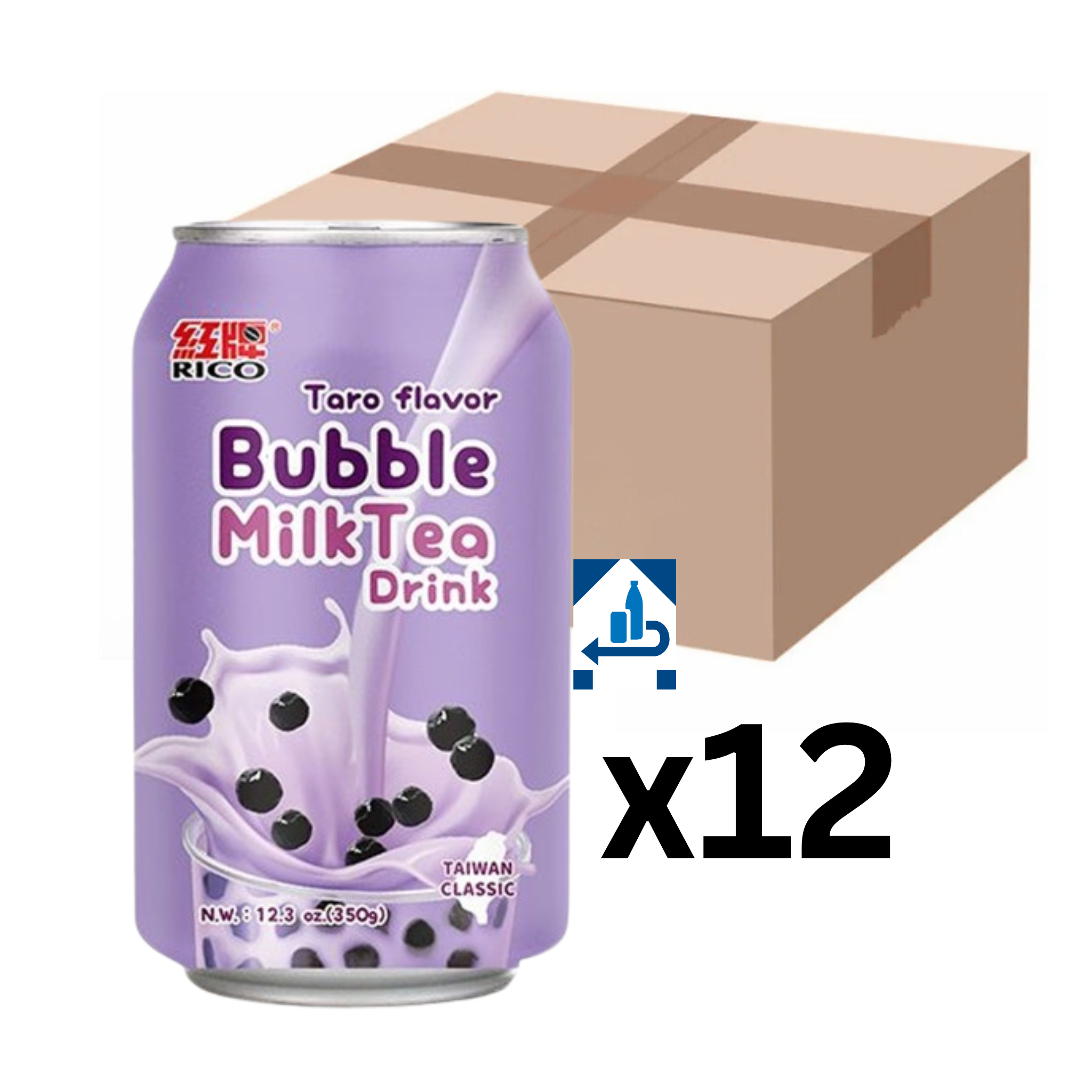 Rico Bubble Milk Tea Getränk Taro 340ml (12er-Pack)