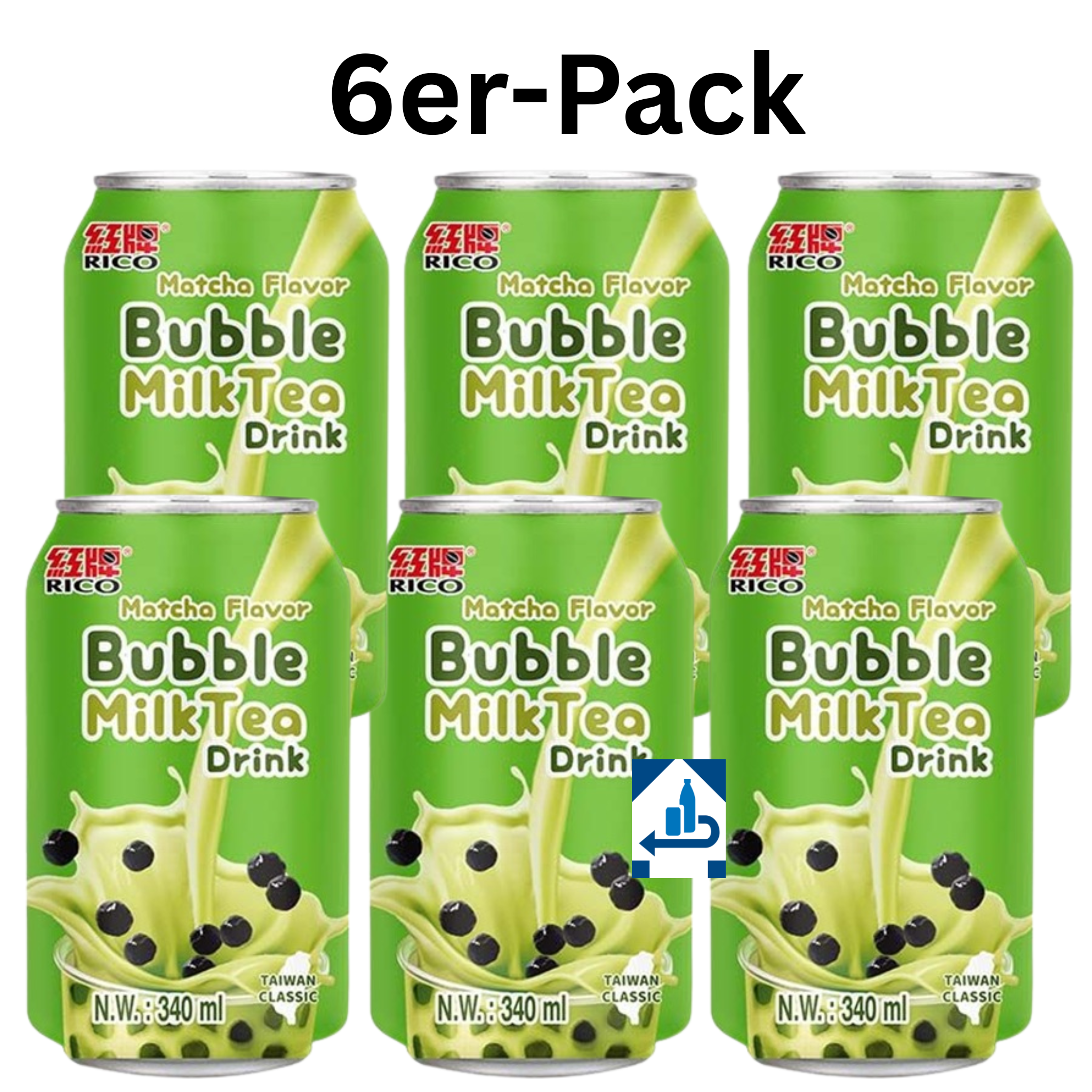 Rico Bubble Milk Tea Getränk Matcha 340ml (6er-Pack)