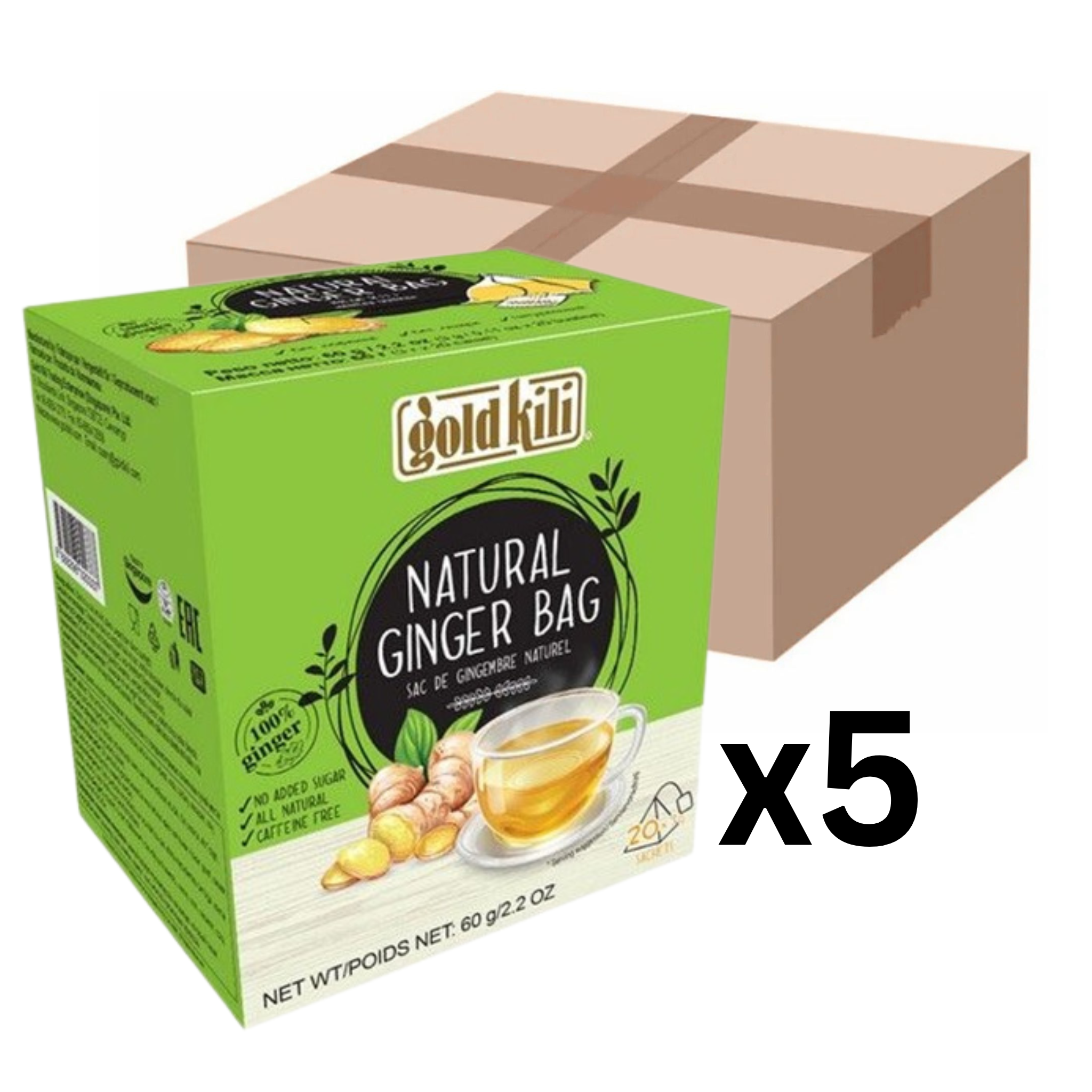 Gold Kili Ingwertee Naturell 60g (5er-Pack)