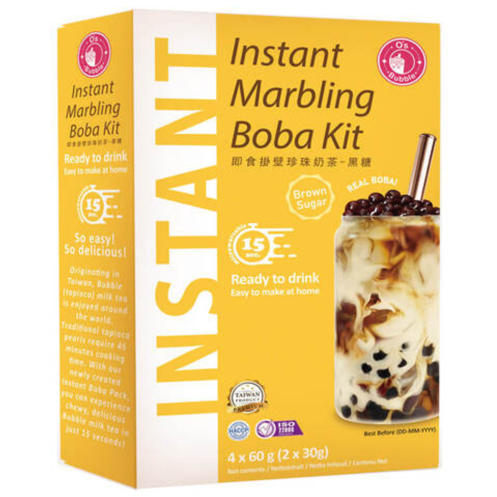 O's Bubble Instant Boba Kit Brauner Zucker 240g (4x60g) (2er-Pack)