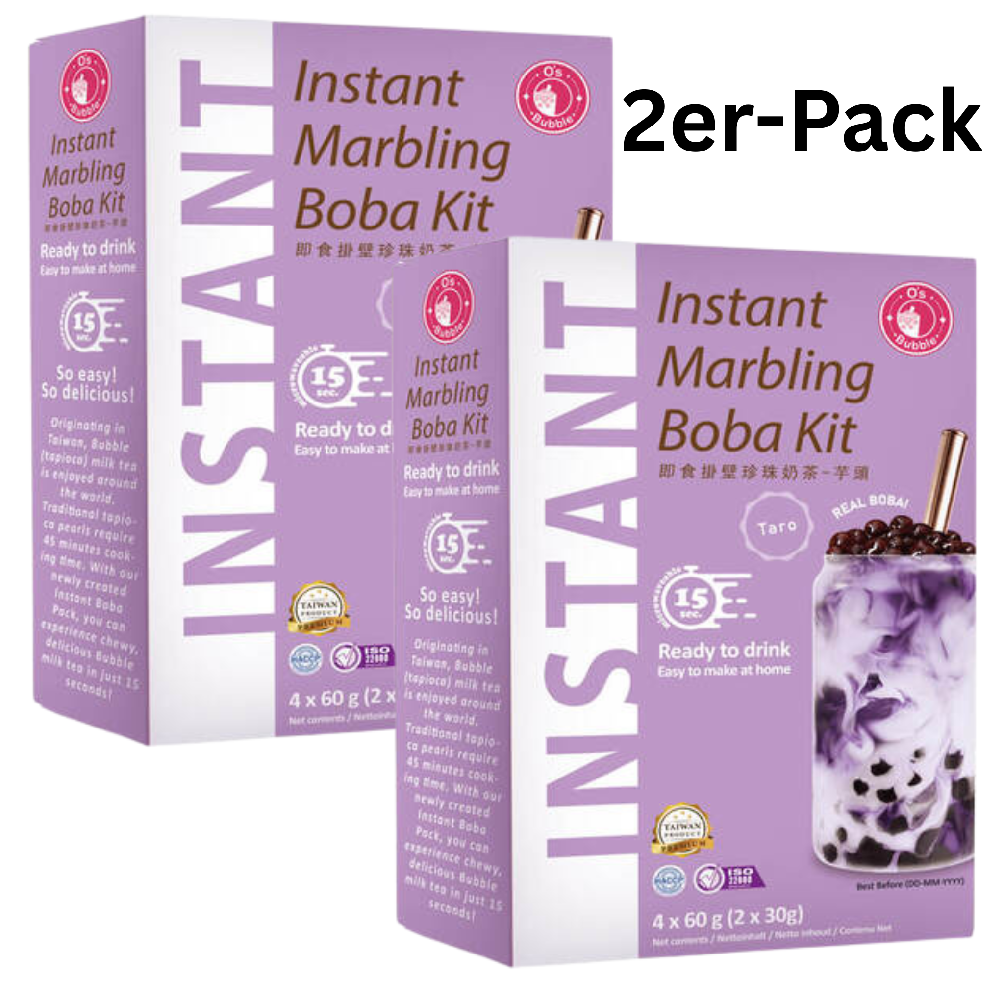 O's Bubble Instant Boba Kit Taro 240g (4x60g) (2er-Pack)