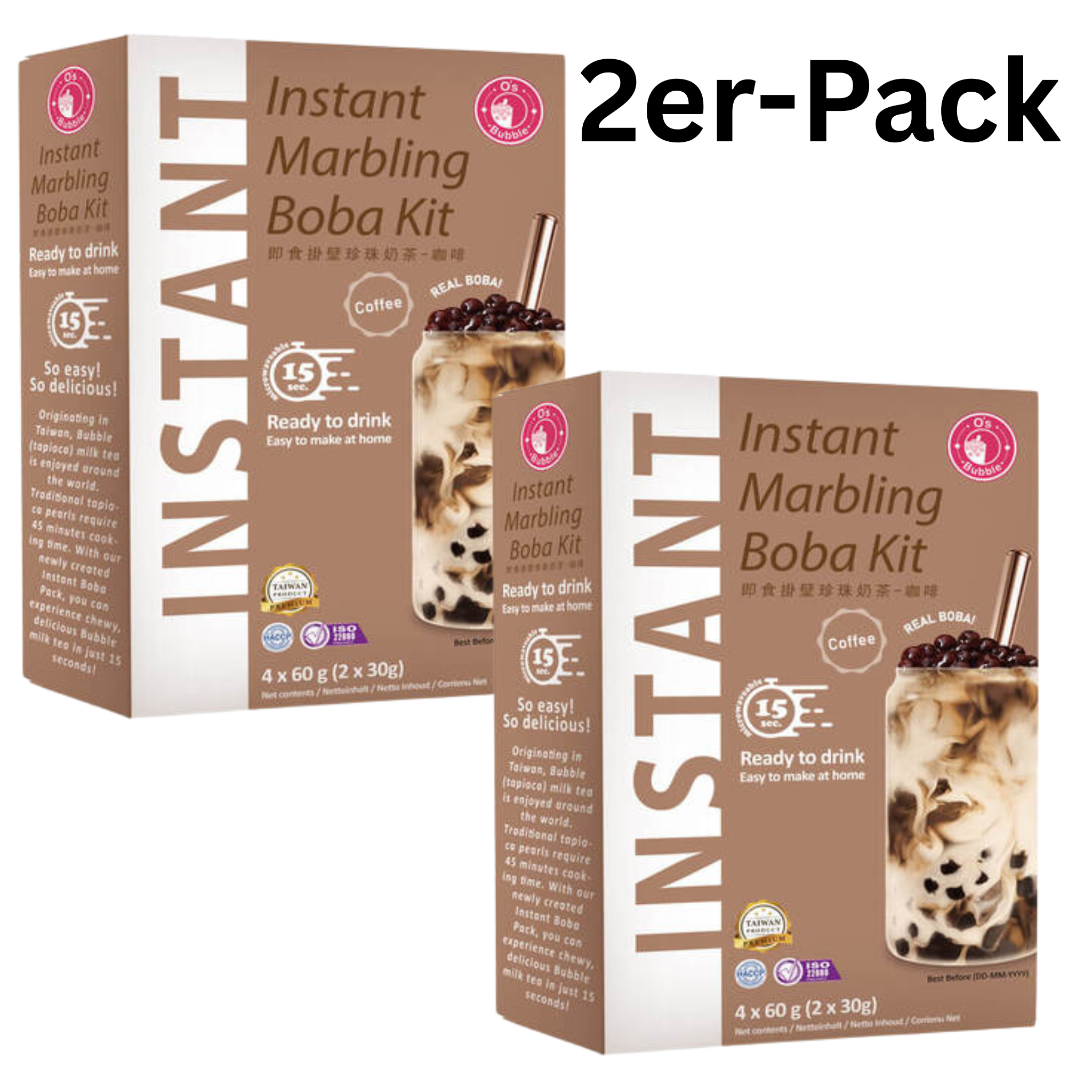 O's Bubble Instant Boba Kit Kaffee 240g (4x60g) (2er-Pack)
