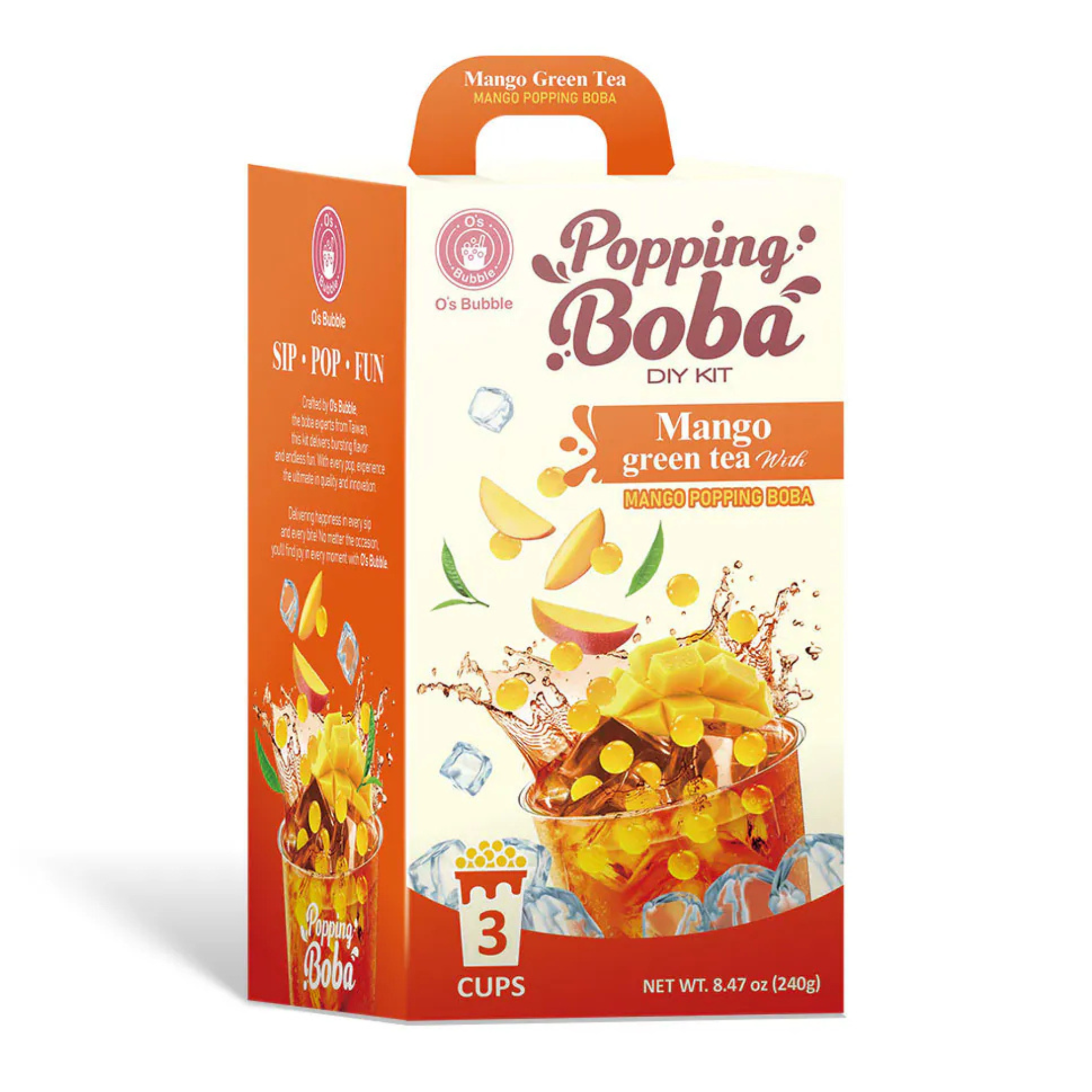 O's Bubble Popping Boba DIY Kit Drink Mango Green Tea 240g (3x80g) (6er-Pack)