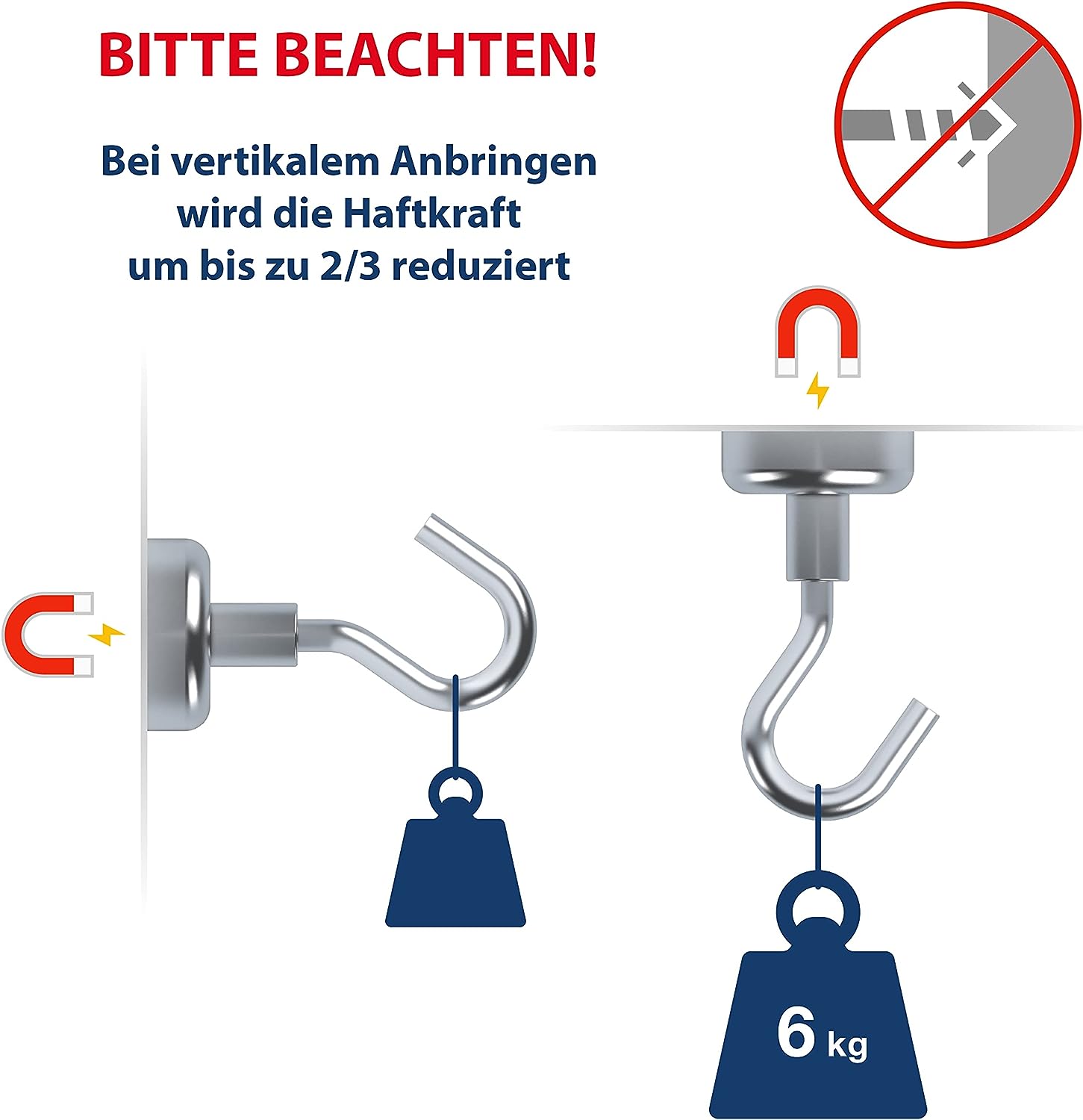 LÜNIC 10er Set Magnethaken 16mm Neodym - Magnetischer Halter Haken Kühlschrankmagnet