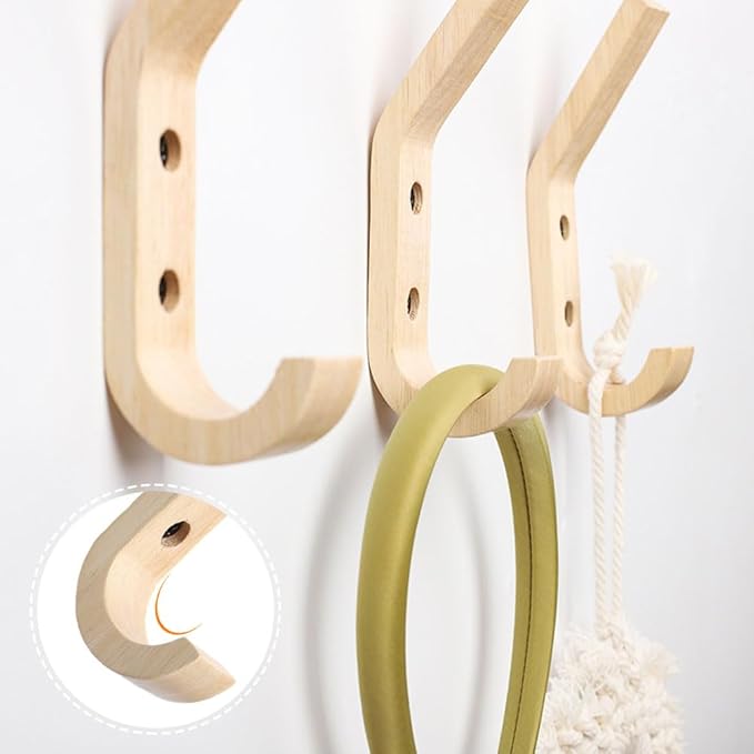 LÜNIC 4er-Set Kleiderhaken Holz J-Typ