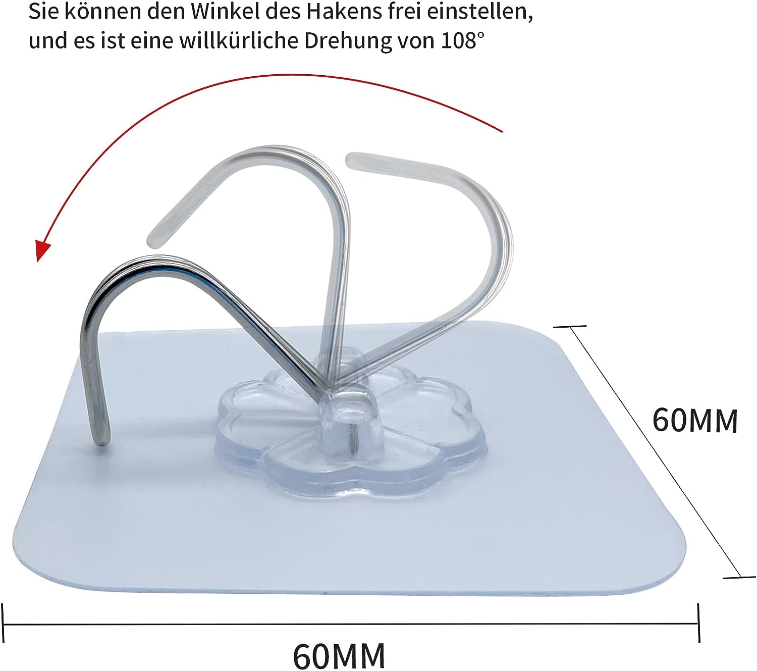 LÜNIC 10er Set Klebehaken - Selbstklebende Transparente Haken Ohne Bohren